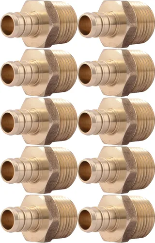 Miniatura 6 de SharkBite - Adaptador macho MNPT de 1/2 pulgada con crimpado, accesorio de fontanería de latón, tubo PEX, cobre, UC120LFA