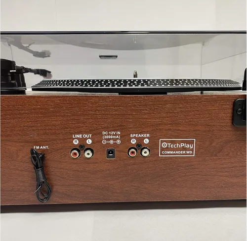 Miniatura 2 de TechPlay Commander, tocadiscos de 3 velocidades con control de tono, reproductor de CD, amplificador con medidor VU, Bluetooth y grabación USB