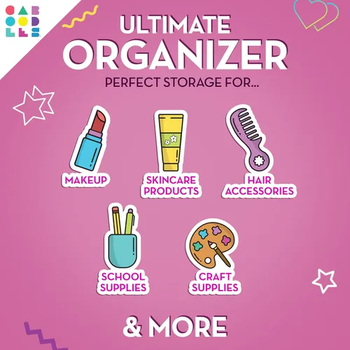Miniatura 3 de Caboodles On-The-Go Girl - Caja de maquillaje para chicas, dos tonos violeta sobre brillo plateado, caja organizadora de maquillaje de plástico