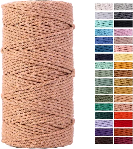Cordón de macramé rojo ladrillo de 0.118 in x 109 yardas, cuerda de algodón colorido para colgar en la pared, colgadores de plantas, manualidades,