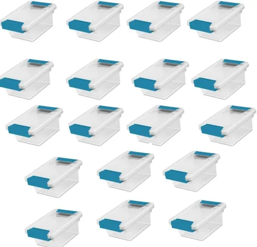 Miniatura 11 de Sterilite Paquete de 18 cajas de clip, contenedores apilables de plástico transparente con tapas de cierre, tamaño pequeño, suministros