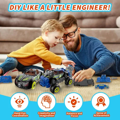 Miniatura 7 de Pup Go 3 en 1 Coche de Construcción para Niños de 3 años en adelante, Coche para Desmontar con Taladro Eléctrico, Camión de Juguete de Construcción