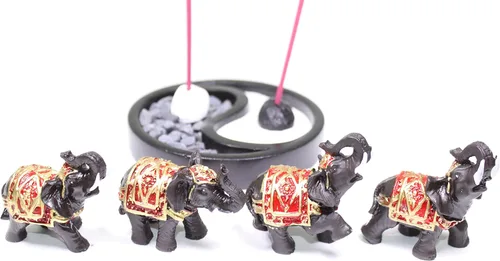 Miniatura 3 de We pay your sales tax Feng Shui - Estatuas de elefante negro, figura de la suerte, Taiji, jardín zen, arena, roca de arena, quemador de incienso