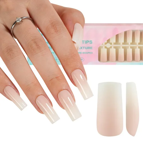 Miniatura 29 de Misssix Puntas de uñas de gel francesas negras, 240 piezas de puntas francesas de uñas postizas largas cuadradas, no es necesario limar, puntas 3