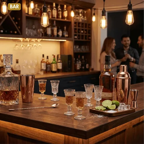 Miniatura 6 de Youeon Juego de 12 vasos de chupito de 1.5 onzas, vasos de chupito de vidrio grabado con base pesada, vasos pequeños para tequila, whisky, vodka
