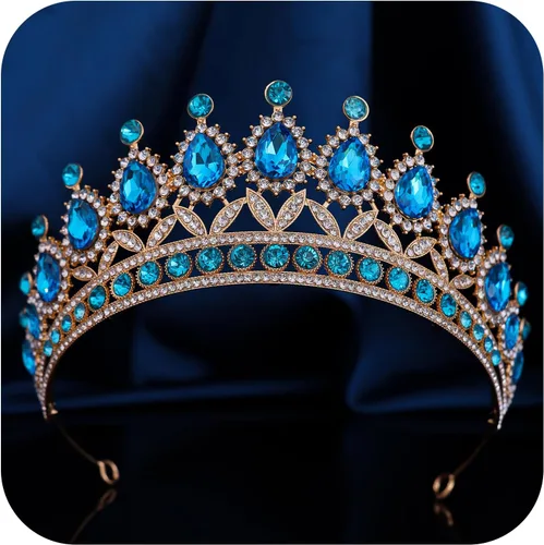 Miniatura 8 de FORSEVEN Tiaras y coronas de cristal para mujer – Boda y fiesta de cumpleaños, corona de princesa, accesorios para el cabello – Diadema de diamantes