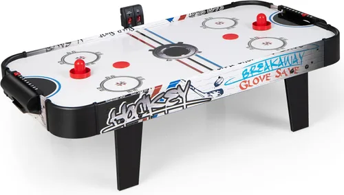 GYMAX Mesa de Hockey de Aire, Mesa de Hockey de Aire de Sobremesa de 42" con 2 Discos, 2 Paletas, Marcador LED, Mini Mesa de Arcade de Hockey de