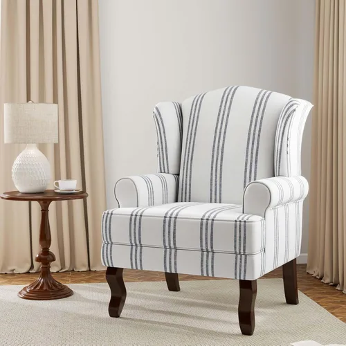 Miniatura 13 de Silla decorativa, sillón tapizado con respaldo alto con esponja de alta resistencia y patas de madera, sillas individuales modernas y cómodas de Un