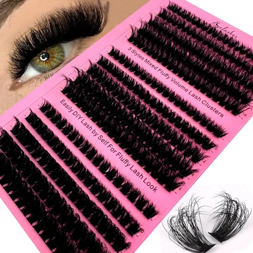 Miniatura 8 de 30D/40D/50D/60D/80D Pestañas de visón 280 Paquetes Extensión de pestañas naturales 3D Rusia Volumen Individual Pestañas en racimo Maquillaje