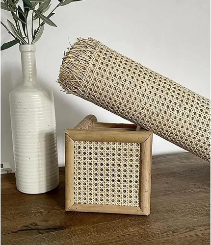 Miniatura 7 de Cincha de ratán de 24 pulgadas de ancho para proyectos de enlatado, caña de malla abierta pretejida natural, hoja de cincha de caña (2 pies)