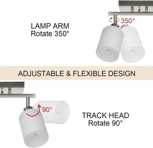 Miniatura 2 de TODOLUZ Luminarias de Riel de 2 Luces Aplique de Pared, Foco de Níquel Cepillado para Cocina Sala de Estar Comedor Pasillo, Base de Bombilla E26