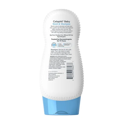 Miniatura 7 de Cetaphil Champú y gel de baño para bebé con caléndula orgánica, sin lágrimas, hipoalergénico, ideal para uso diario, probado por dermatólogos, 7.8oz