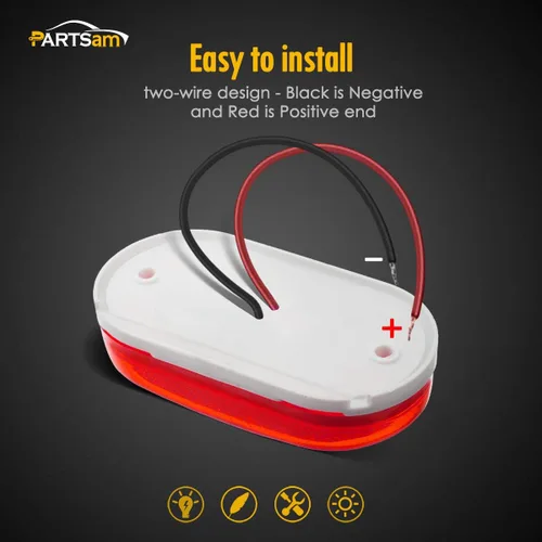 Miniatura 3 de Partsam 2 lámparas de luz LED oblongas de 4 pulgadas con lente reflejo [certificado DOT], montaje en superficie de caravana, rectangular, Rojo