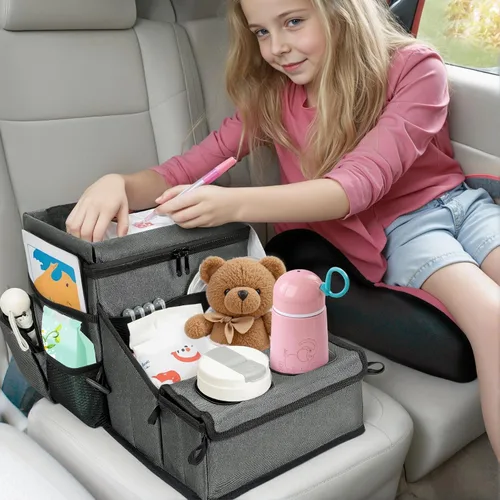 Miniatura 9 de Organizador de automóvil para niños, organizador de asiento trasero para niños y organizador de asiento de pasajero para adultos, enfriador y Negro