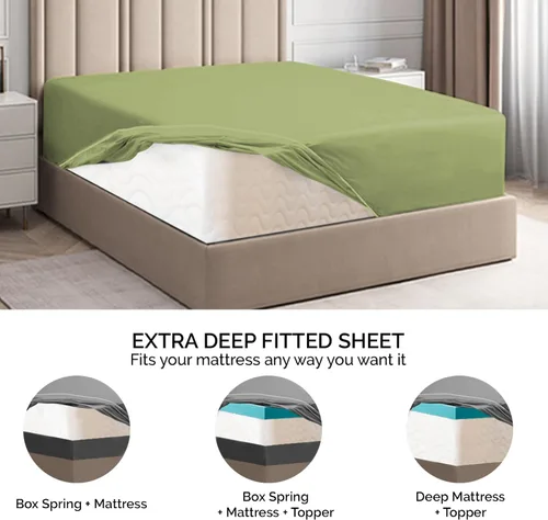 Miniatura 3 de Sábana bajera extra profunda tamaño California King, sábana individual de lujo para hotel, se adapta fácilmente a colchones de 18 a 24 pulgadas