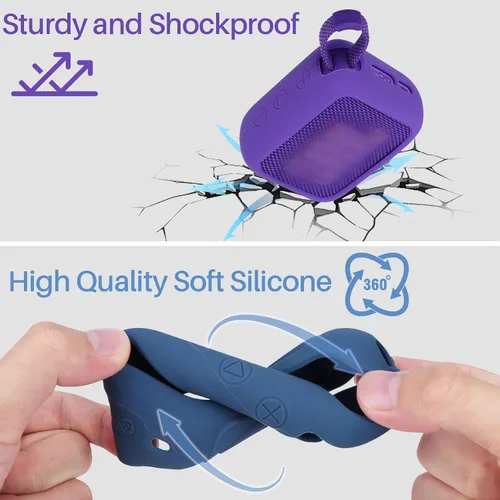 Miniatura 6 de Funda de silicona Lebakort compatible con altavoz portátil JBL GO 4 (Funda negra)