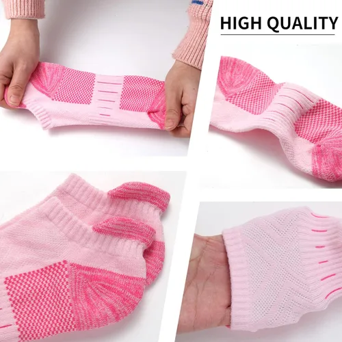 Miniatura 2 de Calcetines de compresión de tobillo para mujer, atléticos, para correr, de corte bajo, para caminar, acolchados, 5 pares