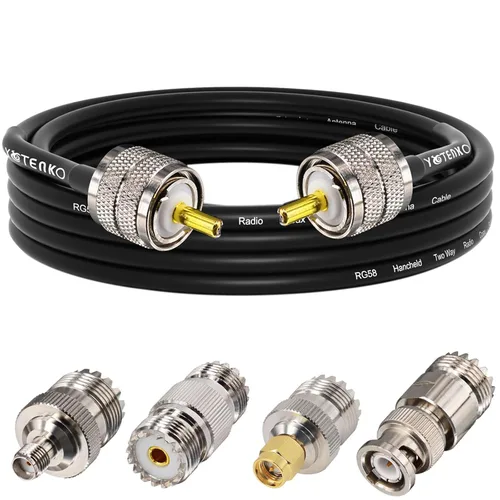 Miniatura 35 de Cable de puente PL259 de 1 pie - Cable coaxial RG58 de 15 pulgadas corto 50 ohmios coaxial para medidor SWR radio de radioaficionado radio CB