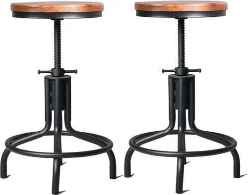 Miniatura 6 de Topower Diseño industrial antiguo de metal de altura ajustable para cocina, comedor, desayuno, taburete de bar de estilo industrial totalmente