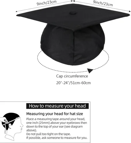 Miniatura 2 de Newrara Gorra de graduación unisex mate para adultos solamente