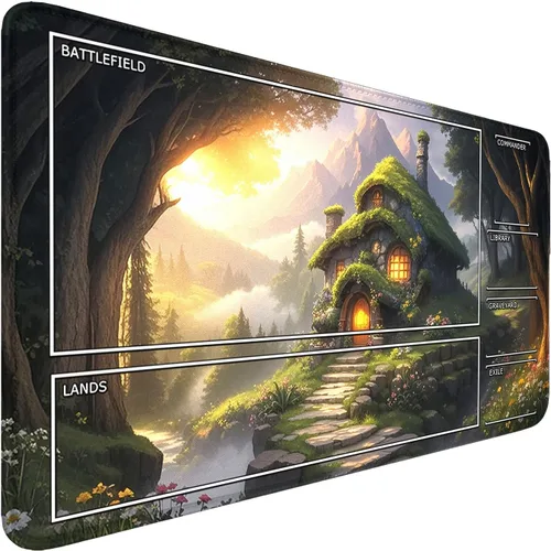 Miniatura 16 de MTG - Tapete de juego con zonas, bordes cosidos, tapete MTG para TCG de 24 x 14 pulgadas, tapete de juego entintado con bolsa de almacenamiento