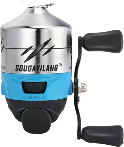 Miniatura 9 de Sougayilang Spincast - Carrete de pesca, relación de engranajes de alta velocidad 3.9:1, diseño de cebo de botón sin problemas y mango reversible