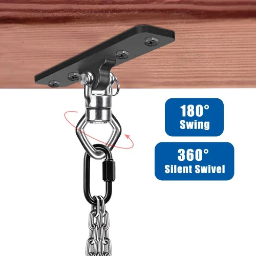 Miniatura 5 de BeneLabel Colgador de columpio de montaje en techo con rodamiento de capacidad de 900 libras, colgador de bolsa pesada, acero inoxidable, soporte