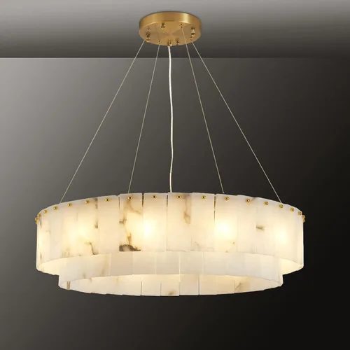 Miniatura 17 de Lanhall - Lámpara moderna de 6 luces para comedor, lámpara de techo en níquel cepillado para cocina, candelabro colgante con pantalla de vidrio