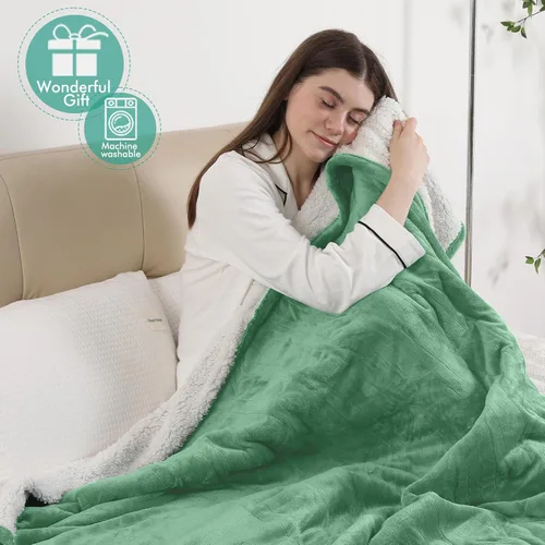 Miniatura 3 de Manta Eléctrica Tipo Throw, Manta de Calentamiento Rápido con Protección contra Sobrecalentamiento, Manta Térmica de Sherpa con 5 Niveles de Aqua