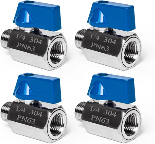 Miniatura 13 de Paquete de 2 válvulas de bola mini de 1", válvula de cierre de acero inoxidable 304 rosca NPT hembra x macho válvulas pequeñas para espacio compacto