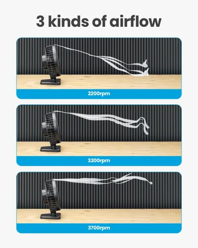Miniatura 3 de Gaiatop - Ventilador de escritorio USB, pequeño pero potente, personal, portátil, silencioso, de 3 velocidades, mini ventilador de mesa ajustable