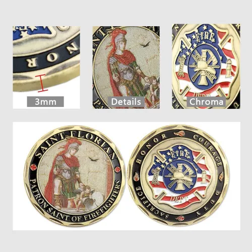 Miniatura 6 de San Florian Patrón de Bomberos con Moneda de Desafío de Oración