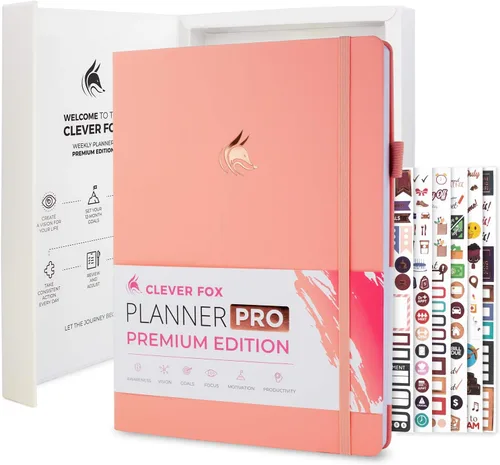 Miniatura 14 de Clever Fox Planner Pro Premium - Lujosa agenda semanal y mensual con organizador de presupuesto para productividad y objetivos, sin fecha, A4