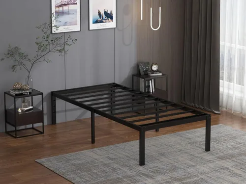 Miniatura 3 de Base de cama de tamaño individual, base de metal resistente y resistente, plataforma de 14 pulgadas de altura, fácil montaje, color negro, base