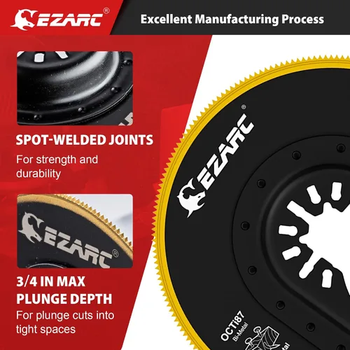Miniatura 3 de EZARC Cuchillas oscilantes multiherramienta de titanio, 2 hojas de sierra oscilantes semicírculas de corte al ras para clavos de madera y metal