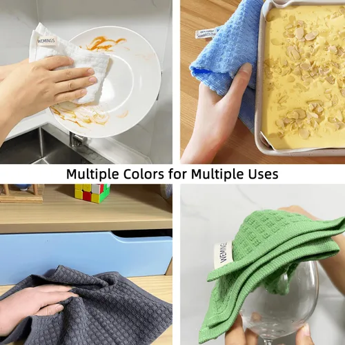 Miniatura 3 de Juego de 12 paños de cocina de algodón para la limpieza del hogar y la cocina, 12 x 12 pulgadas, paquete de 12 paños de cocina, trapos de cocina