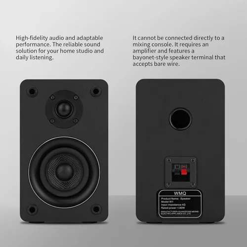 Miniatura 5 de Altavoces pasivos de estantería de 40 W x 2 para sonido envolvente de cine en casa, estéreo y monitor pasivo de campo cercano, de 2 vías, requiere