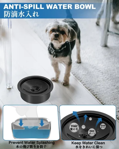 Miniatura 2 de Tazón de agua sin derrames para perros, 30oz anti-babeo para beber lento, sin derrames sucios, salpicaduras o goteos Negro