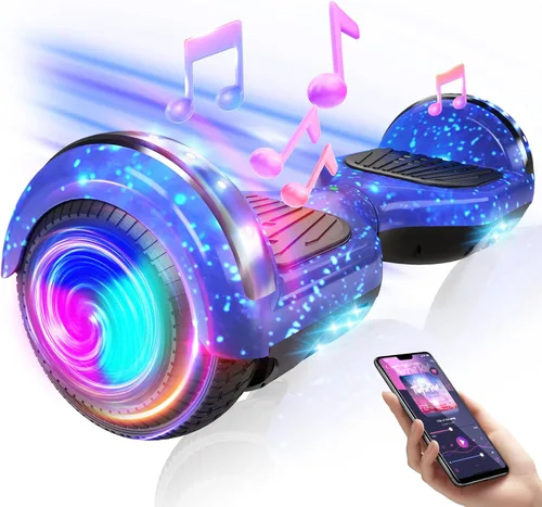 Miniatura 2 de Scooter con accesorio de asiento para niños y adultos, scooter de equilibrio de 6.5 pulgadas y 8.5 pulgadas con altavoces Bluetooth y luz LED A2