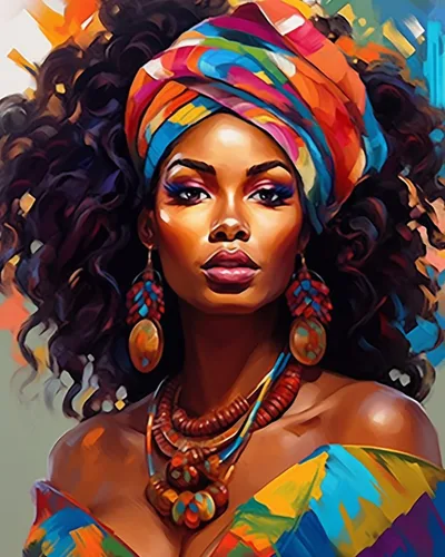 Miniatura 14 de Tucocoo Kit de pintura africana por números para niñas negras, lienzo de 16 x 20 pulgadas, pintura al óleo para niños, estudiantes, adultos