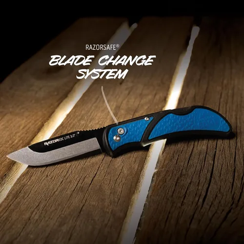 Miniatura 4 de Outdoor Edge 3.0" RazorLite EDC - Navaja plegable EDC de cuchilla reemplazable con clip de bolsillo y apertura de una mano para llevar a diario Azul