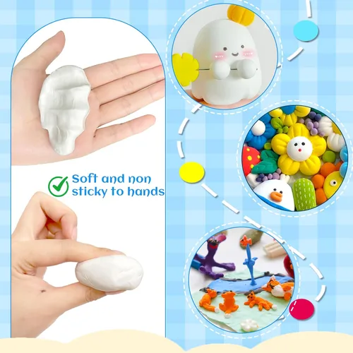 Miniatura 3 de Paquete de 50 arcilla de espuma blanca seca al aire, arcillas moldeables suaves y ligeras de 1.3 libras con 3 cuchillos de escultura para niños