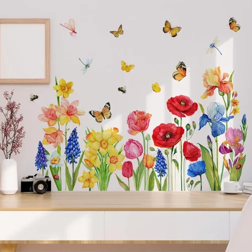 Miniatura 8 de Yovkky Calcomanías de pared de Pascua, con frase "He is resucitado", cruz cristiana, decoración de dormitorio, huevos de Cristo religioso, tulipán