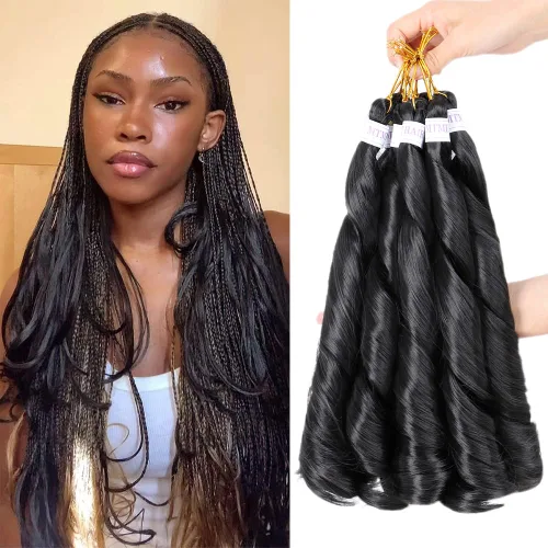 Cabello rizado francés trenzado para trenzas de caja, 8 paquetes de 12 pulgadas, 3.00 oz/paquete, cabello trenzado de onda suelta, extensiones de