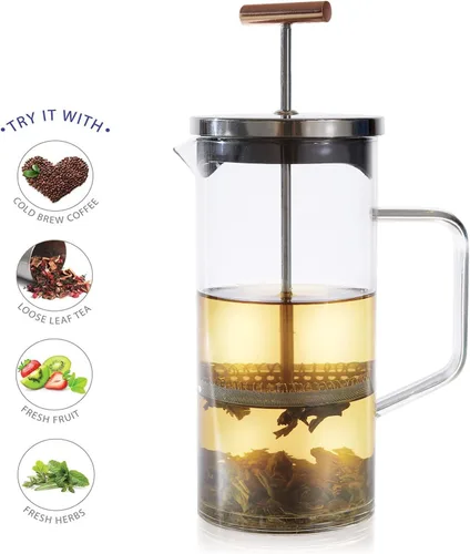 Miniatura 3 de Teabloom Prensa de té con mango de cobre y filtro de acero inoxidable, elección del conocedor del té, máquina de té Pekoe, 20 onzas