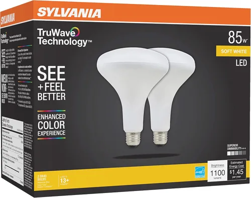 Miniatura 3 de Sylvania TruWave BR40 Bombilla LED, 85 W = 12 W, base media, regulable, esmerilada, 2700 K, blanco suave, paquete de 2 (40785)