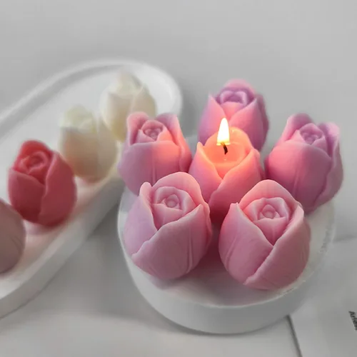 Miniatura 5 de Wehous Moldes de silicona de flor de tulipán 3D para velas de resina floral 3D, molde para decoración de pasteles de chocolate, molde de decoración