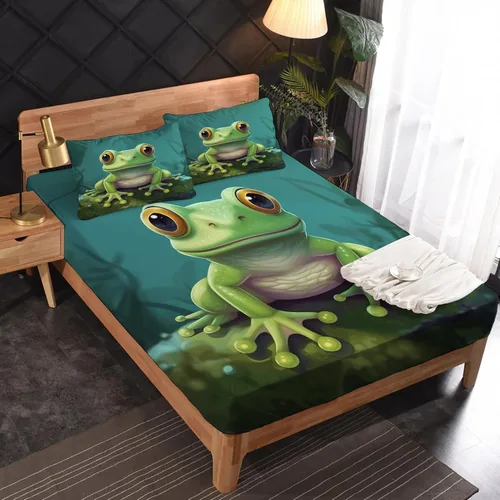 Miniatura 2 de Frog Sheets California King - Sábanas de cama de anfibios tropicales, microfibra suave con bolsillo profundo, sábanas y fundas de almohada, 1 sábana