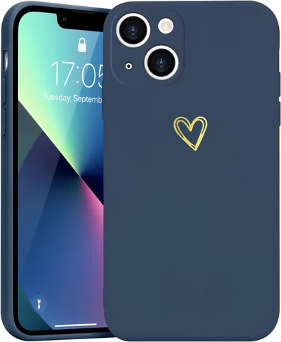 Miniatura 12 de Wirvyuer Funda para iPhone 13, bonita funda delgada a prueba de golpes con soporte de carga inalámbrica y protección, color negro