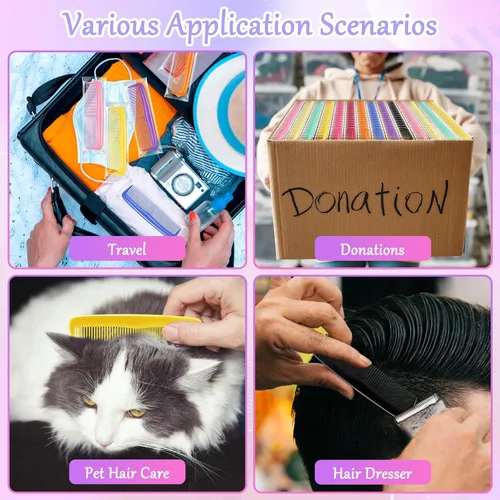 Miniatura 7 de HOFASON Paquete de 10 peines a granel para mujeres y niños, juego de peines de plástico envueltos individualmente, peines de viaje pequeños a granel